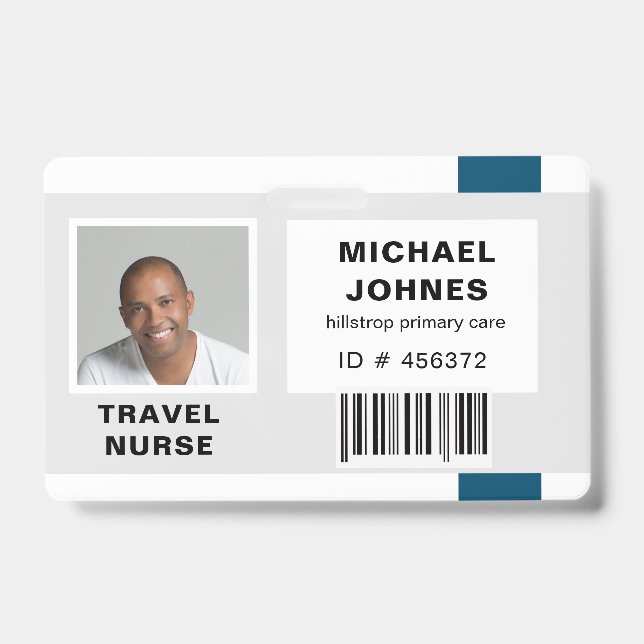 Badge étiquette nominative avec code-barres pour employé (Avant)