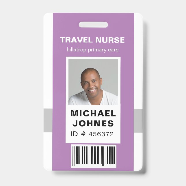 Badge étiquette nominative avec code-barres pour employé (Avant)