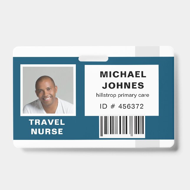 Badge étiquette nominative avec code-barres pour employé (Avant)