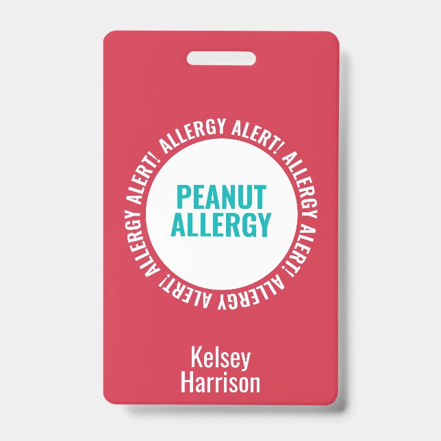 Badge Étiquette personnalisée d'alerte d'allergie pour e (Avant)