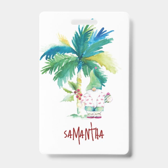 Badge Étiquettes de Noël pour Plage Tropicale (Avant)