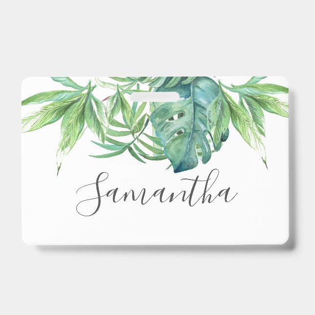 Badge Étiquettes de nom de feuilles de palmier tropical (Avant)