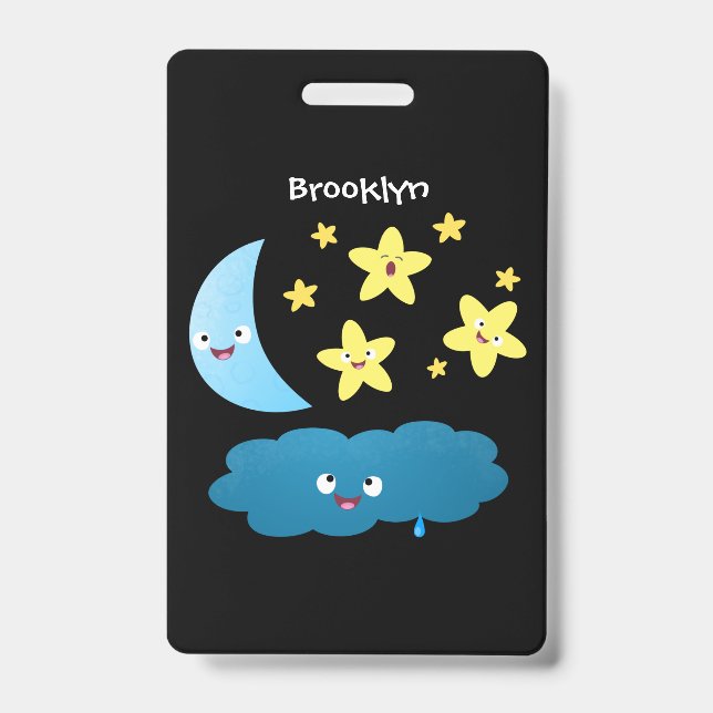 Badge Étoiles de chant mignonnes, lune et nuage de dessi (Avant)