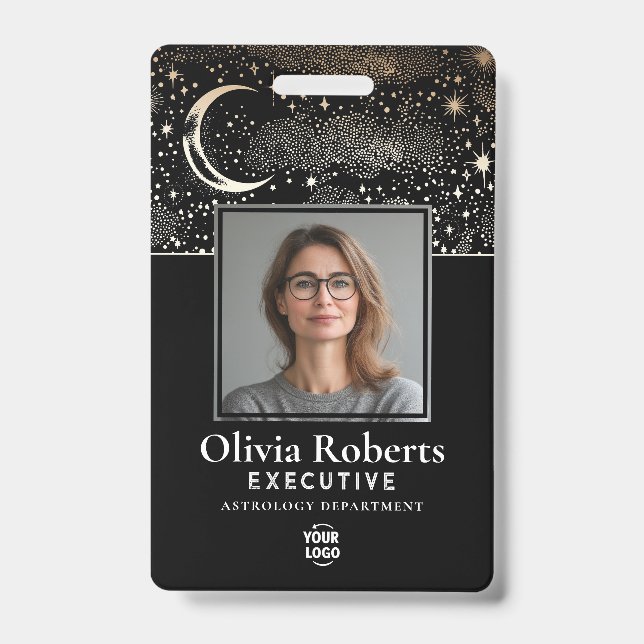 Badge Étoiles Lune Céleste Nuit Société de sécurité ID (Avant)