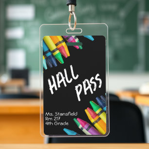 Badge Étudiant Crayon Classe Salle de bain Pass