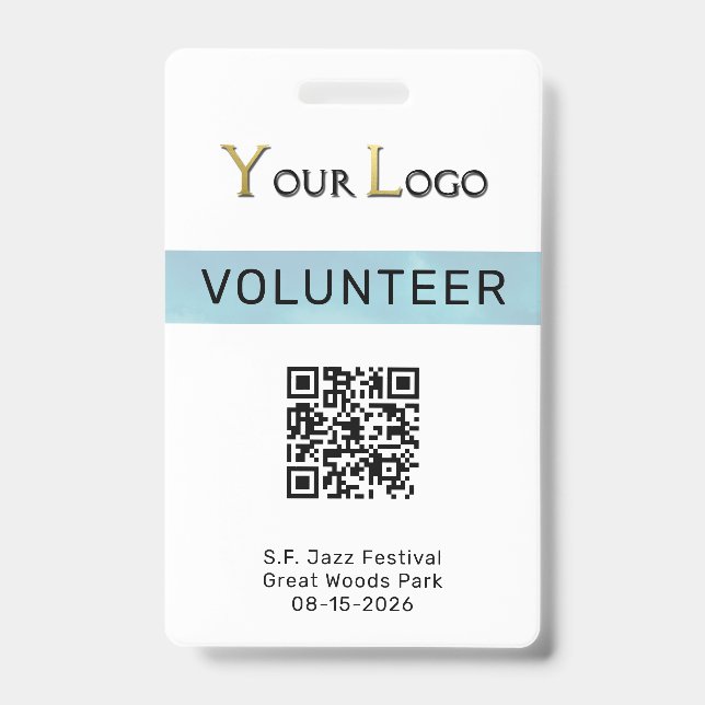 Badge Événement avec logo simple et code QR  (Avant)