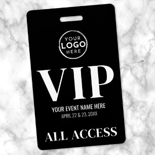 Badge Événement d'accès total VIP Logo Noir