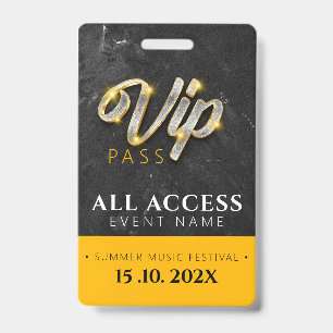 Badge Événement d'accès VIP exclusif