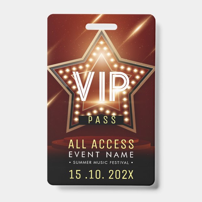 Badge Événement d'accès VIP exclusif (Face)