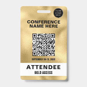 Badge Événement de conférence de code QR de feuille d'or