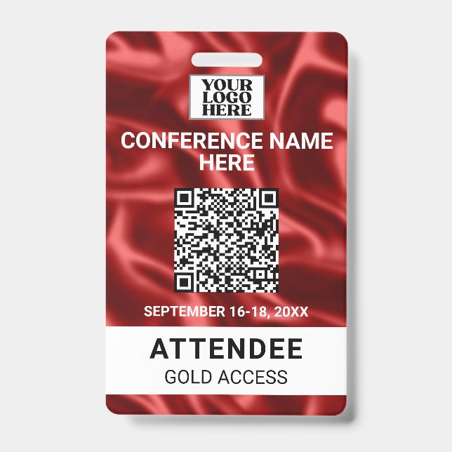 Badge Événement de conférence du salon Red Satin (Avant)