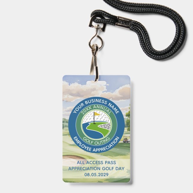 Badge Événement de golf d'appréciation des employés du l (Avant avec lanière)