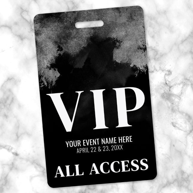 Badge Événement en noir et blanc, soirée VIP (Black White Event VIP Badge)