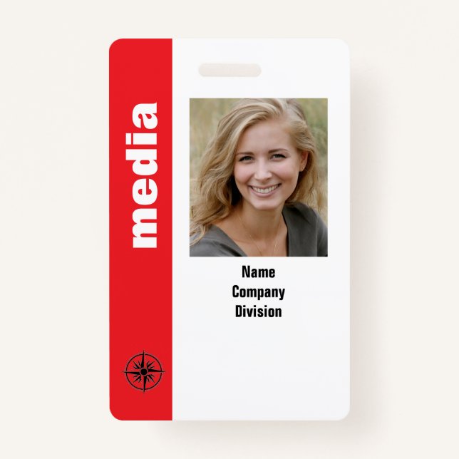 Badge ÉVÉNEMENT SPÉCIAL PRESSE PASS et photo I.D. (Devant)