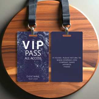Badge Événement VIP All Access personnalisé Marque bleue
