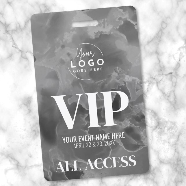 Badge Événement VIP Logo Noir Blanc (Black And White Event Your Logo All Access VIP Badge )