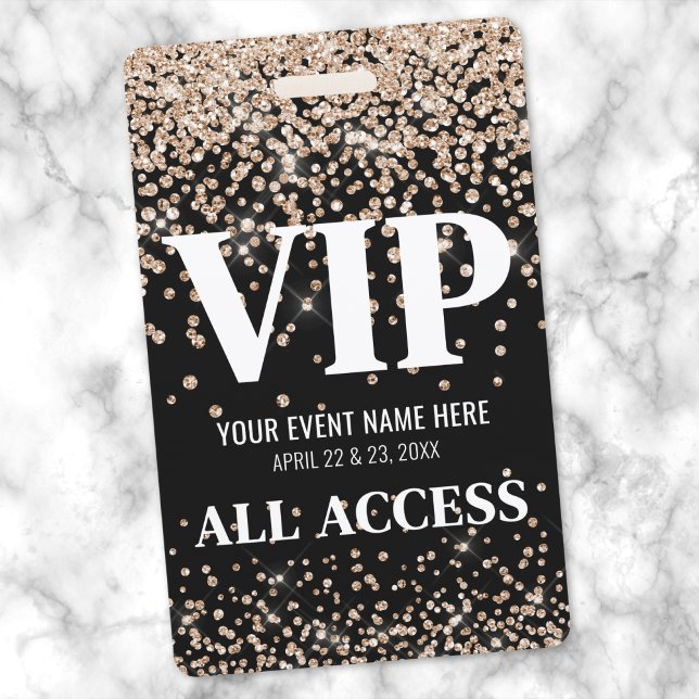 Badge Événement VIP Or Noir (Gold Black VIP Event Badge)