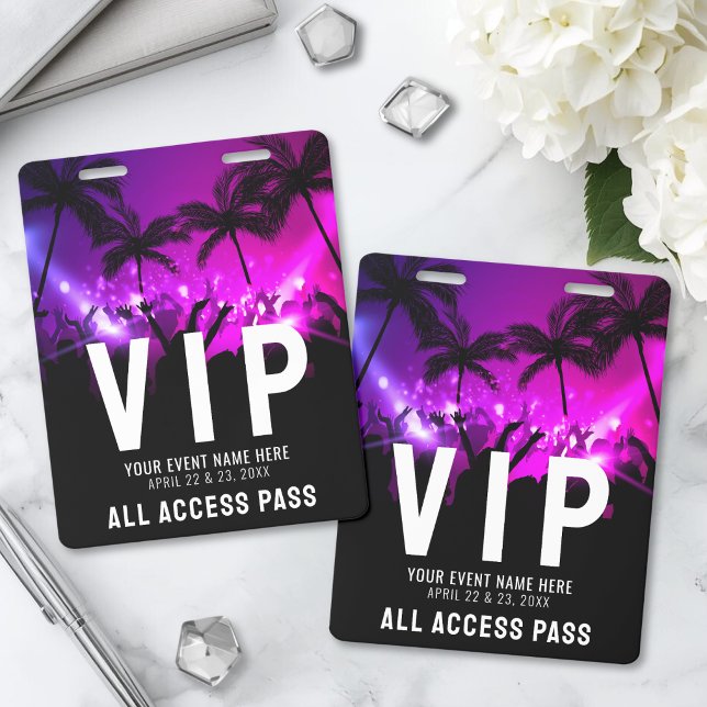 Badge Événement VIP personnalisé avec accès total (All Access Pass Event VIP Badge )