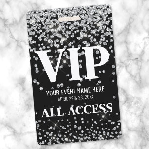Badge Événement VIP Silver Glitter