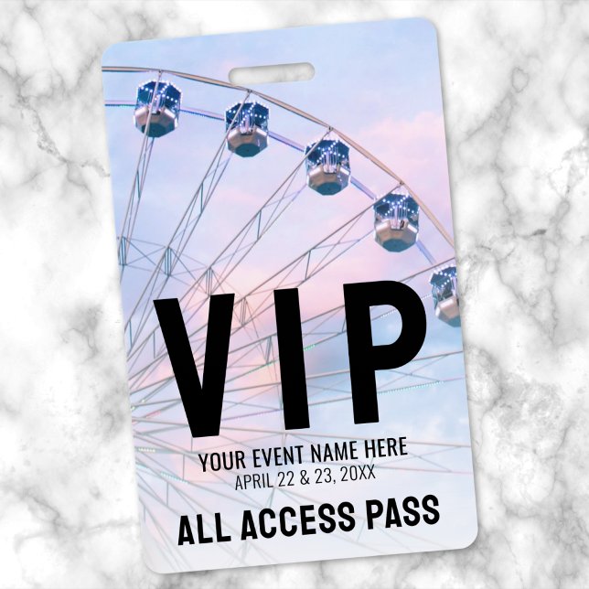 Badge Événement VIP Tout Accès (All Access Event VIP Badge)