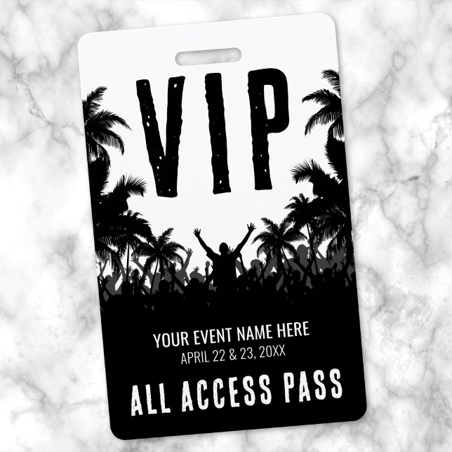Badge Événement VIP Tout Accès Noir Blanc (All Access Black White Event VIP Badge)