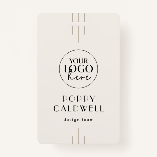 Badge EVERLY Ivory Black Logo QR Code Employee ID Card (Devant)