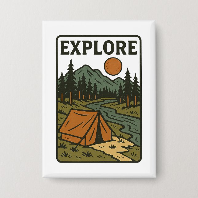 Badge Explorer le camping extérieur vintage (Recto)