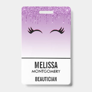 Badge Eyelashes rose et noir élégant sur Parties scintil