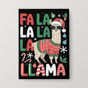 Badge Fa La La Lama Lama drôle de Noël Amateur d'animaux