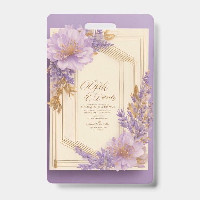 Badge Faire-part de mariage de fleurs de lavande minimal (Avant)