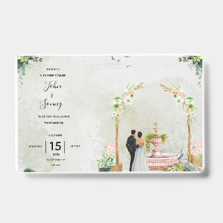 Badge Faire-Part de Mariage Jardin Floral Fantaisiste – 