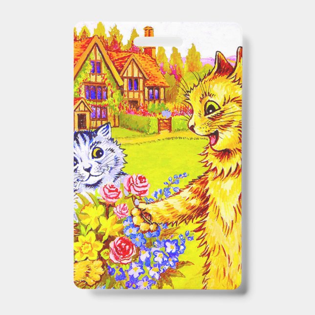 Badge Famille de chats dans le jardin (Avant)