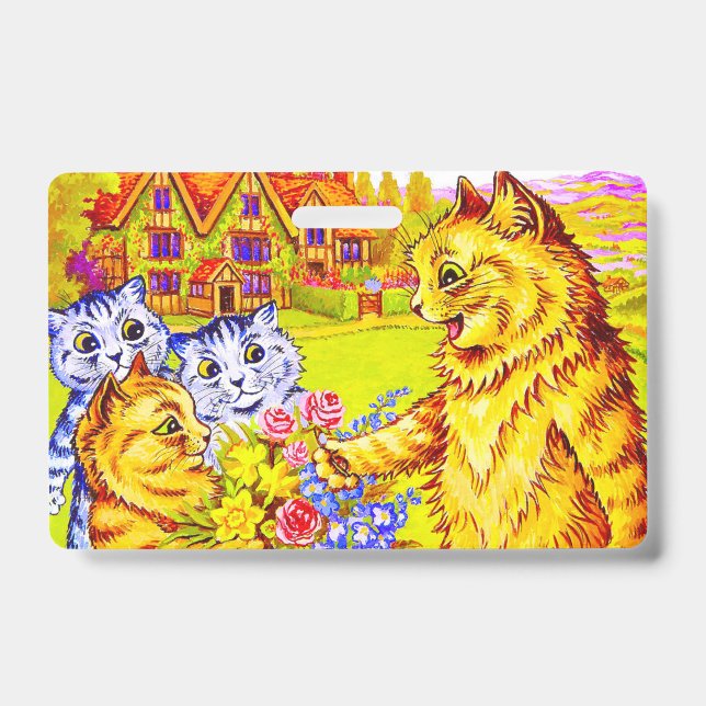 Badge Famille de chats dans le jardin (Avant)