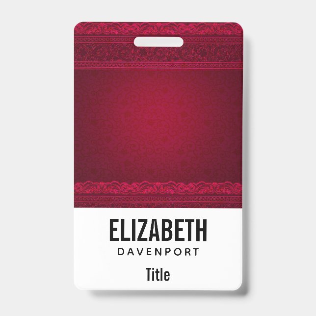 Badge Fancy & Élégant Fond Rouge Élégant (Avant)