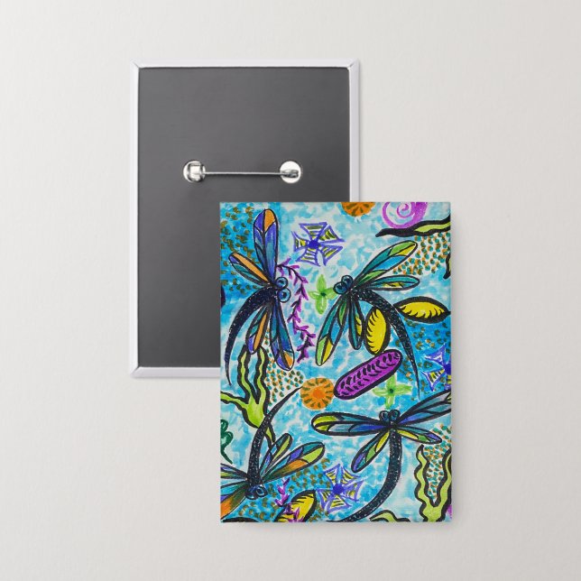 Badge Fantaisie Libellule  (Recto/Verso)