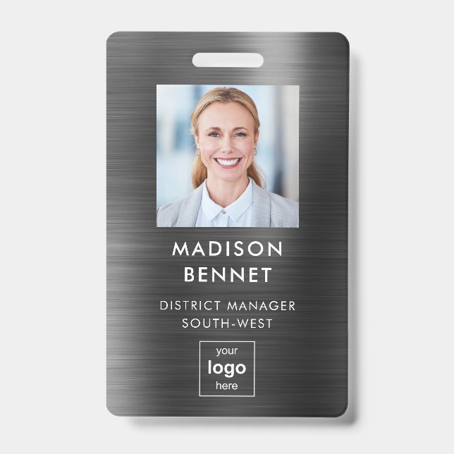 Badge Faux Black Metallic - ID photo d'entreprise (Avant)