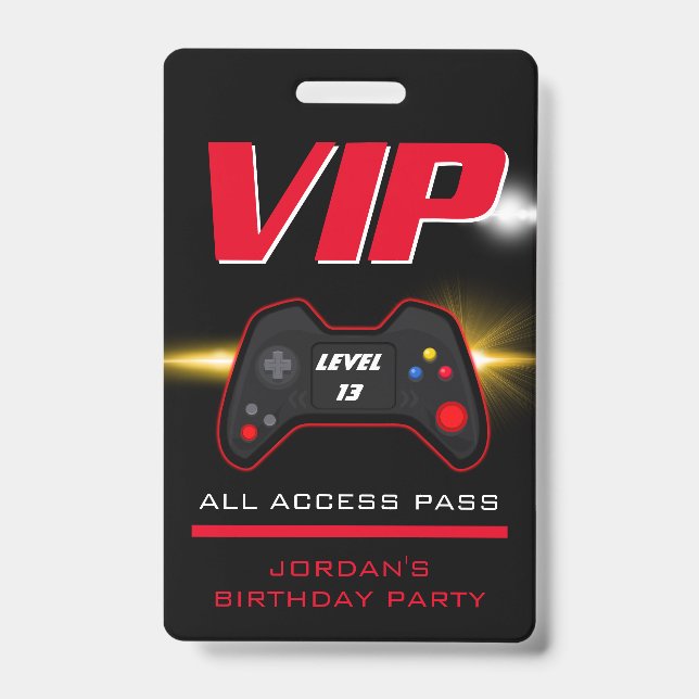 Badge Faveur de manette rouge de fête de jeu vidéo (Avant)