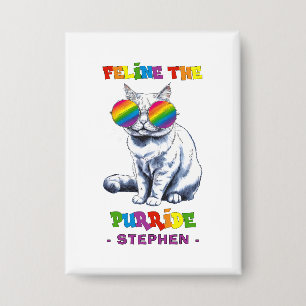 Badge Feline The Purride - Cool Pride Cat LGBTQ