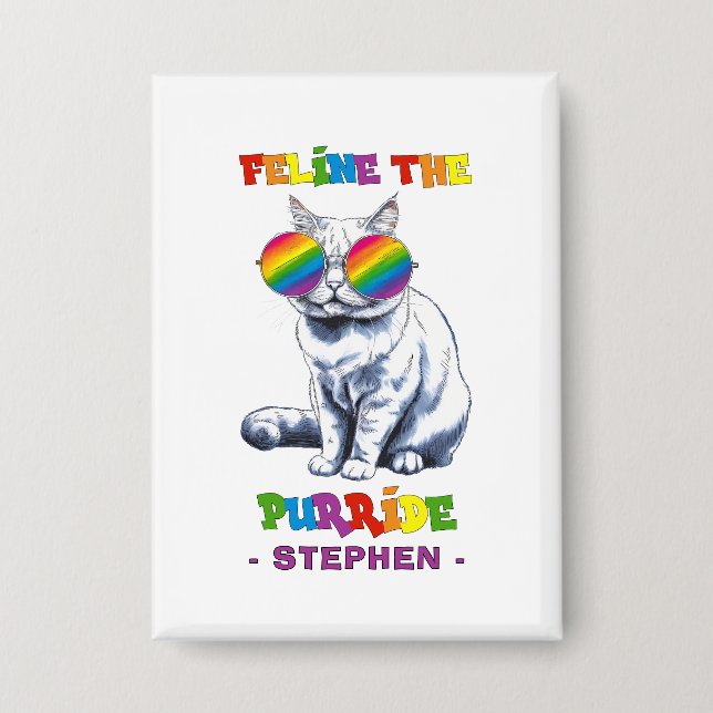 Badge Feline The Purride - Cool Pride Cat LGBTQ (Recto)