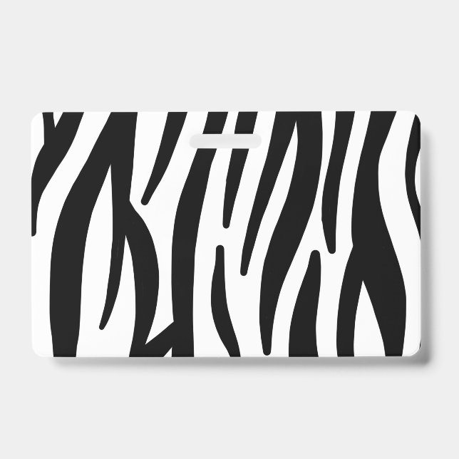 Badge féminin chic stylé noir blanc imprimé zèbre (Avant)