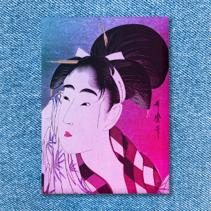 Badge Femme essuyer Vintage Art bleu rose rose Ombre
