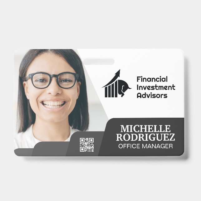 Badge Femme souriante | Entreprise | Carte de visite cod (Avant)