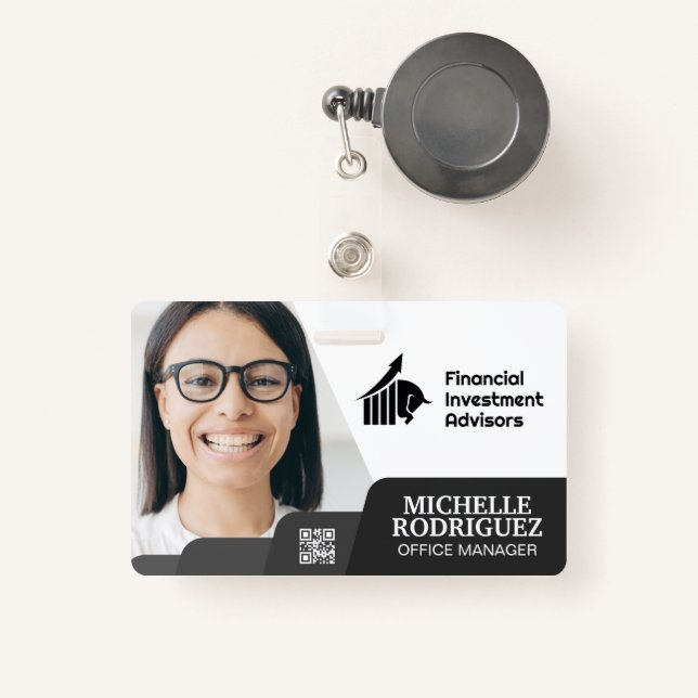 Badge Femme souriante | Entreprise | Carte de visite de  (Front with Retractable)