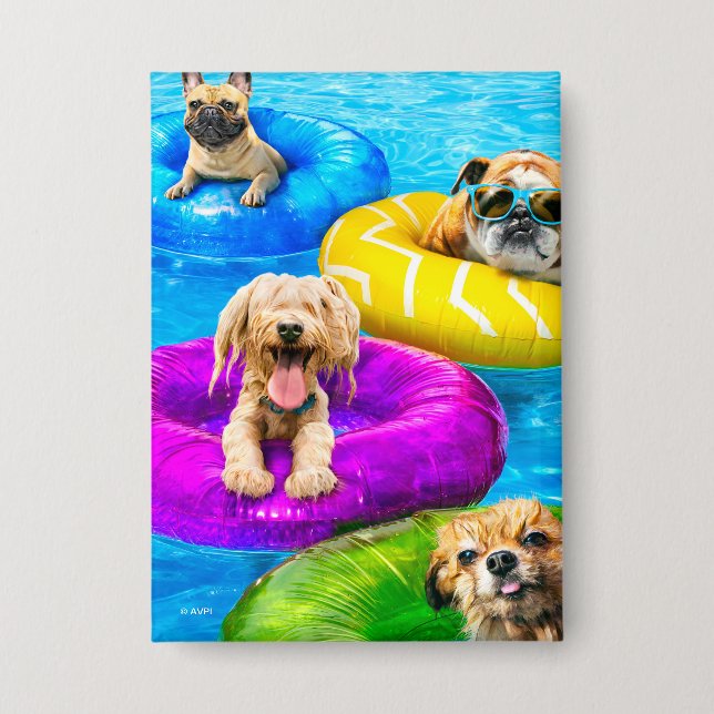 Badge Fête au bassin pour chiens (Recto)