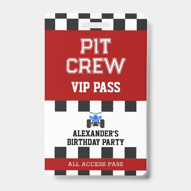 Badge Fête d'anniversaire ATV Quad 4 roues motrices (Avant)