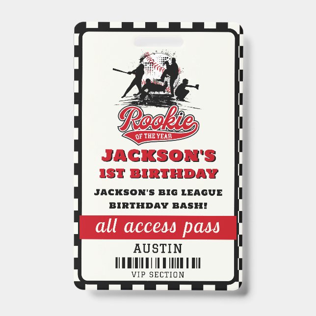 Badge Fête d'anniversaire de baseball Recrue de l'année (Avant)