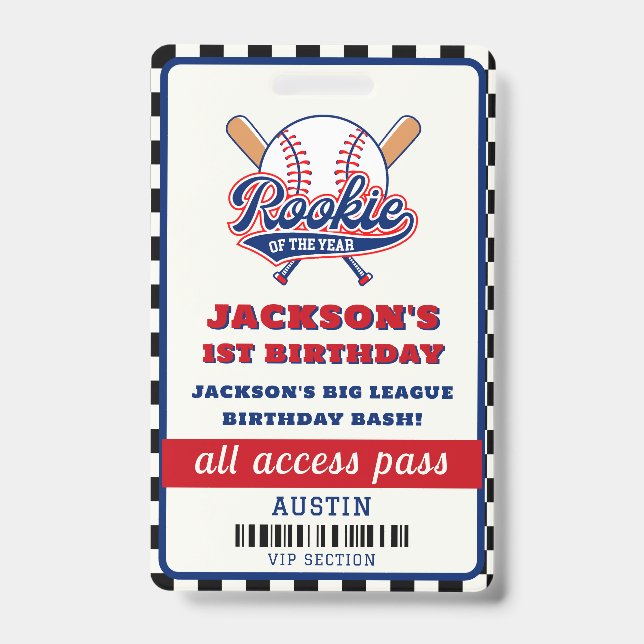 Badge Fête d'anniversaire de baseball Recrue de l'année (Avant)
