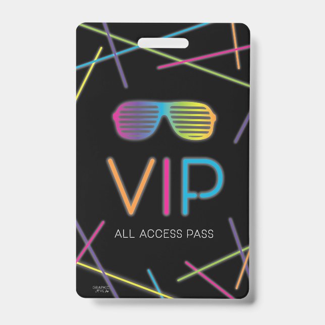 Badge Fête d'anniversaire Neon Sweet 16 Glow Party VIP (Avant)