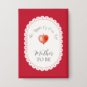 Badge Fête de Bébé Vintage Apple Maman Rustique Rouge