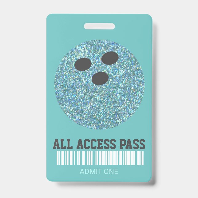 Badge Fête de bowling, Pass VIP, Invitation, fille Bowli (Avant)